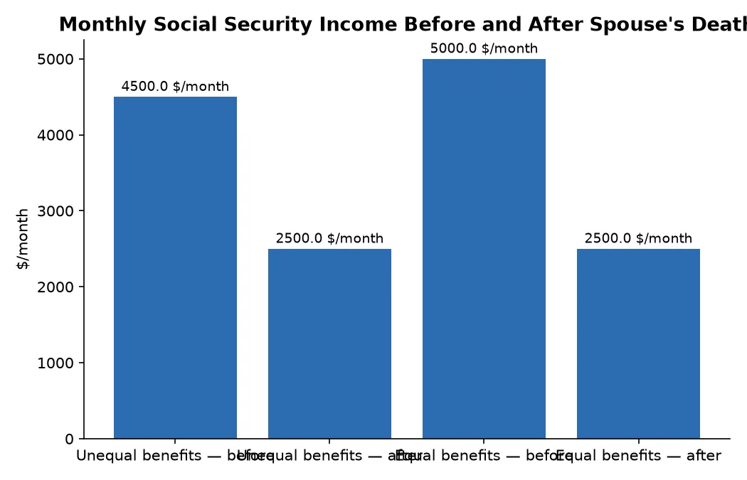 Monthly Social Security Income Before and After Spouse's Death