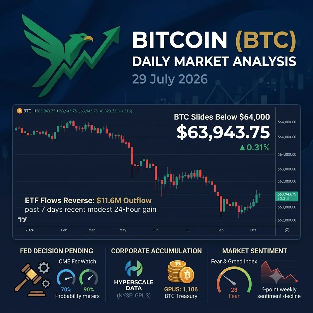 Bitcoin Faces Macro Headwinds: Price Struggles Under $64,000 Amid Fed Uncertainty