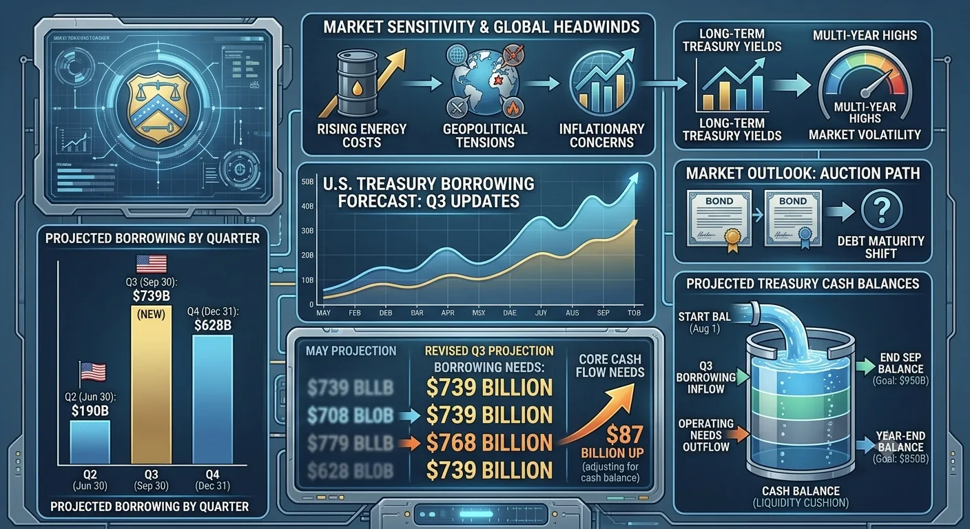 U.S. Treasury Adjusts Borrowing Forecast Upward for Third Quarter