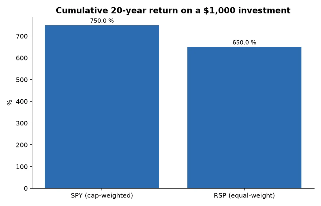 Cumulative 20-year return on a $1,000 investment