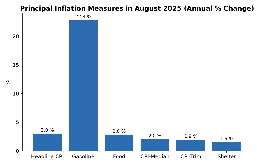 Principal Inflation Measures in August 2025 (Annual % Change)